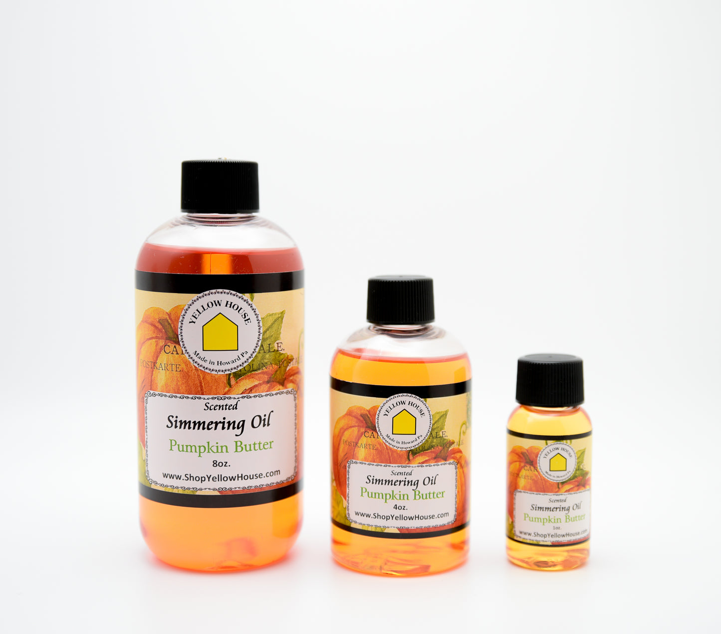 Yellow House Pumpkin Butter simmering oil available in 1 oz, 4 oz, and 8 oz bottles